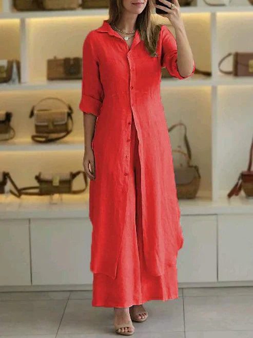 Vestido camisero mujer con botones manga tres cuartos largo