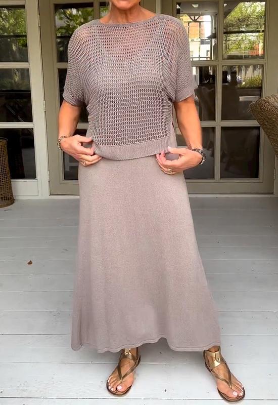 Conjunto Mujer Vestido y Blusa Calados Estilo Casual