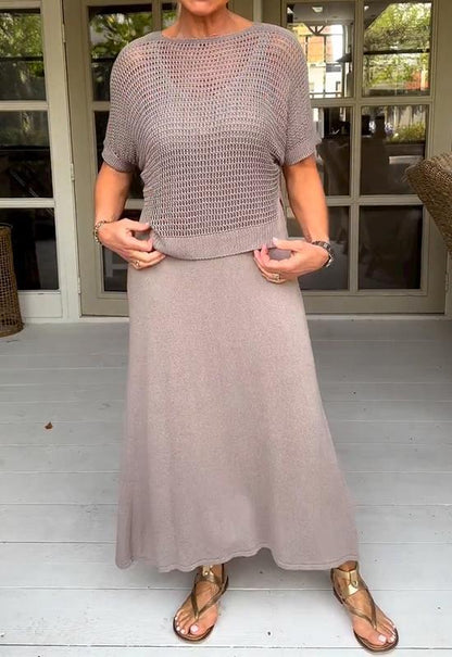 Conjunto Mujer Vestido y Blusa Calados Estilo Casual
