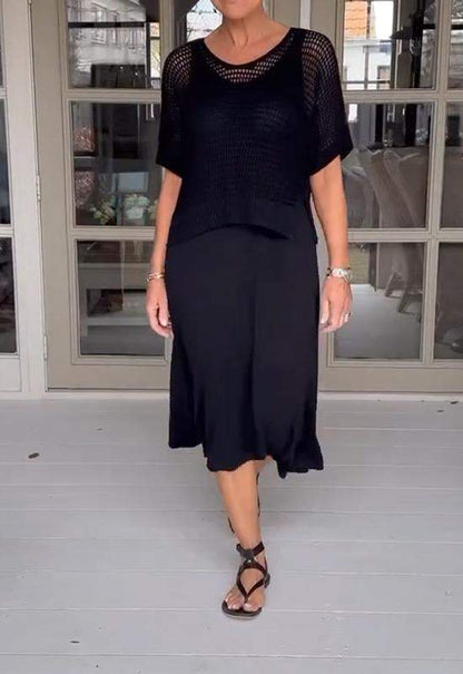 Conjunto Mujer Vestido y Blusa Calados Estilo Casual