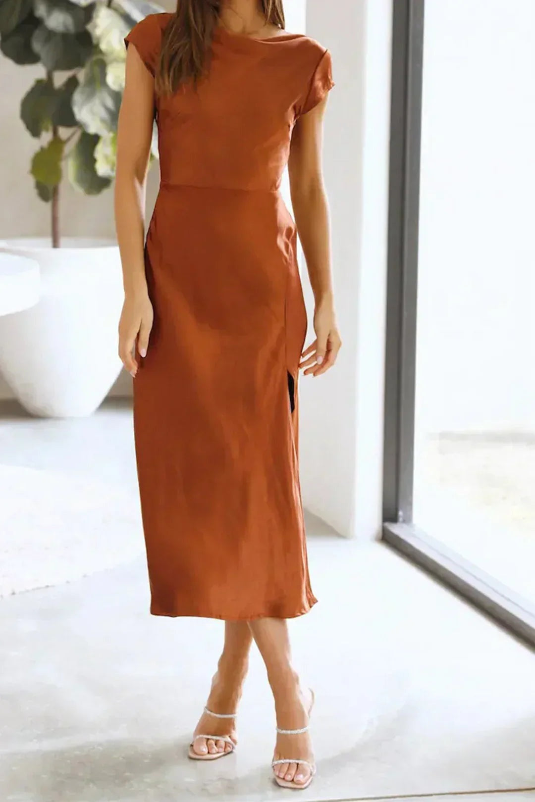 Vestido Midi Mujer Ajustado Tirantes