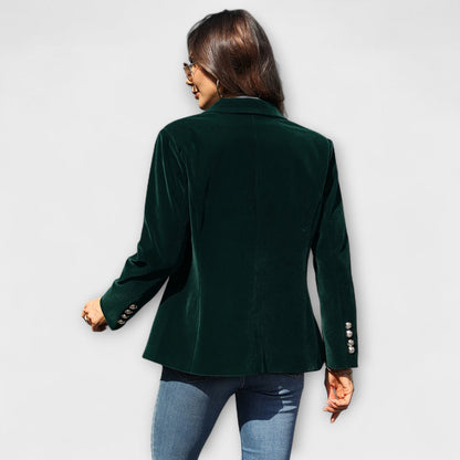 Blazer Mujer de Terciopelo Corte Clásico con Botones