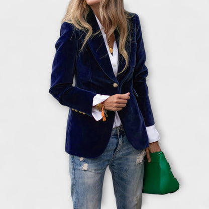 Blazer Mujer de Terciopelo Corte Clásico con Botones
