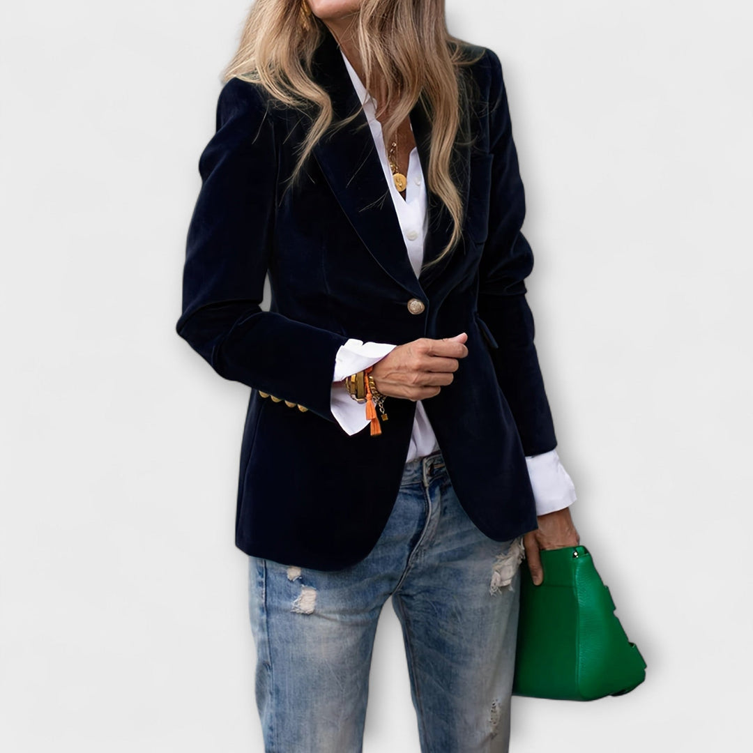 Blazer Mujer de Terciopelo Corte Clásico con Botones