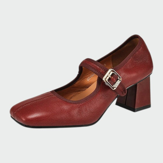 Zapatos Mary Jane Mujer Tacón Grueso Elegante
