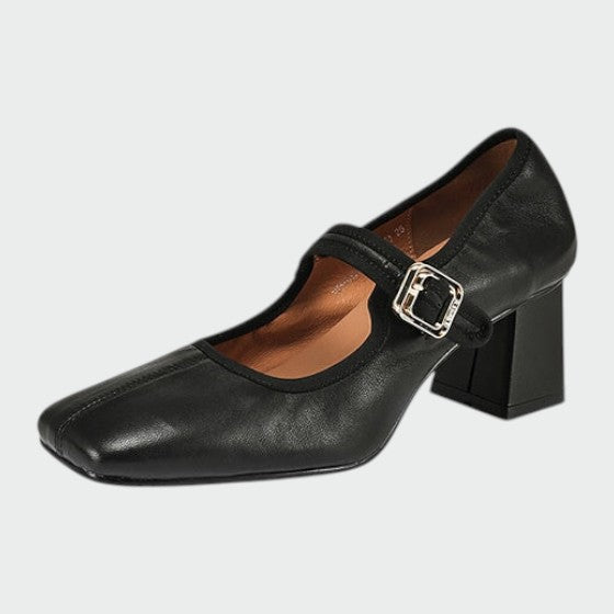 Zapatos Mary Jane Mujer Tacón Grueso Elegante