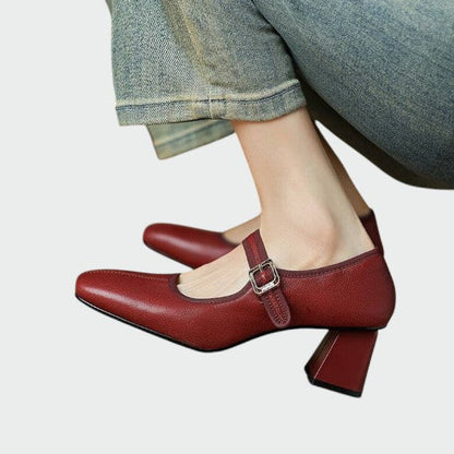 Zapatos Mary Jane Mujer Tacón Grueso Elegante