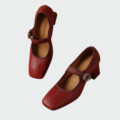 Zapatos Mary Jane Mujer Tacón Grueso Elegante