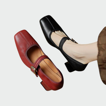 Zapatos Mary Jane Mujer Tacón Grueso Elegante