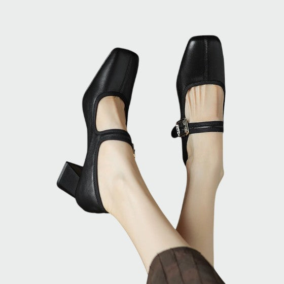 Zapatos Mary Jane Mujer Tacón Grueso Elegante
