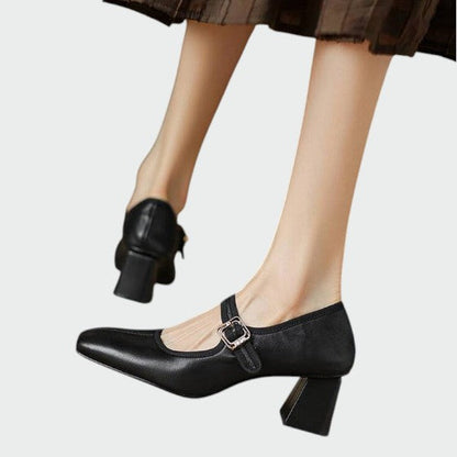 Zapatos Mary Jane Mujer Tacón Grueso Elegante