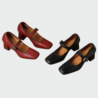 Zapatos Mary Jane Mujer Tacón Grueso Elegante