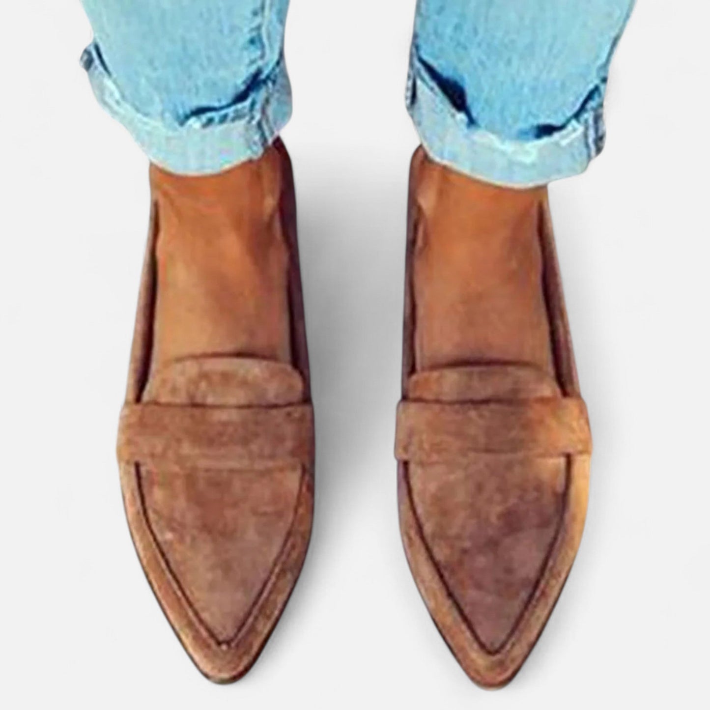 Mocasines Mujer Gamuza Sintética Punta Fina Estilo Retro