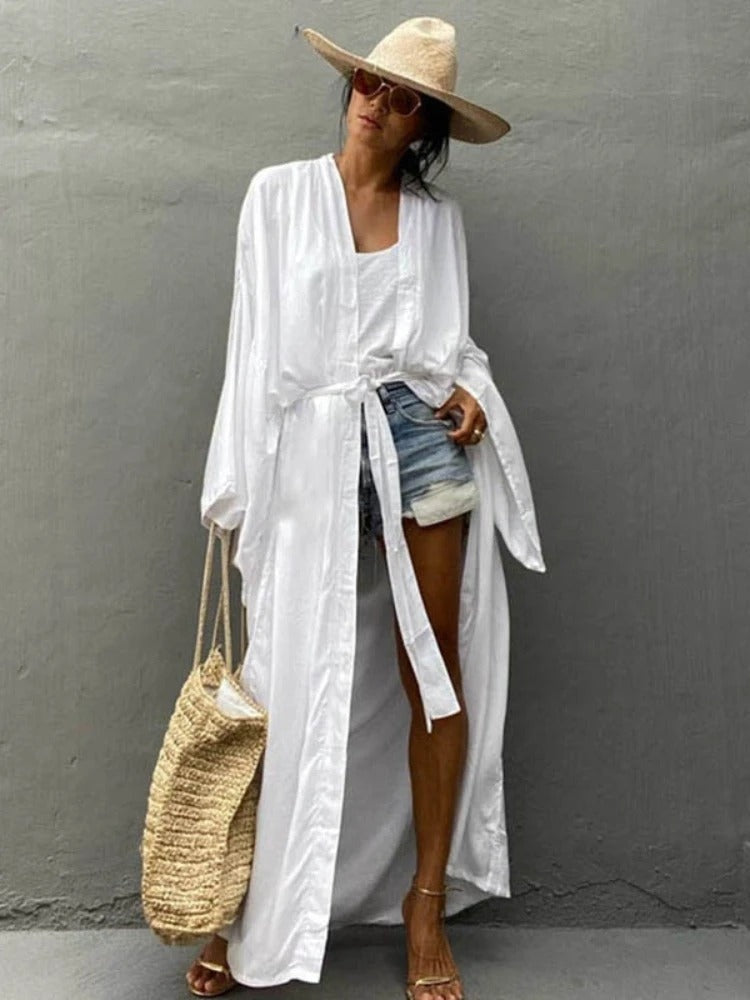 Kimono Largo Mujer Cinturón Ajustable