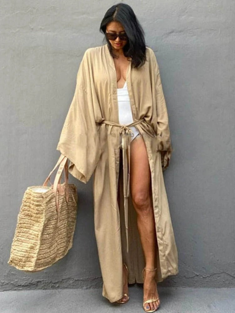 Kimono Largo Mujer Cinturón Ajustable