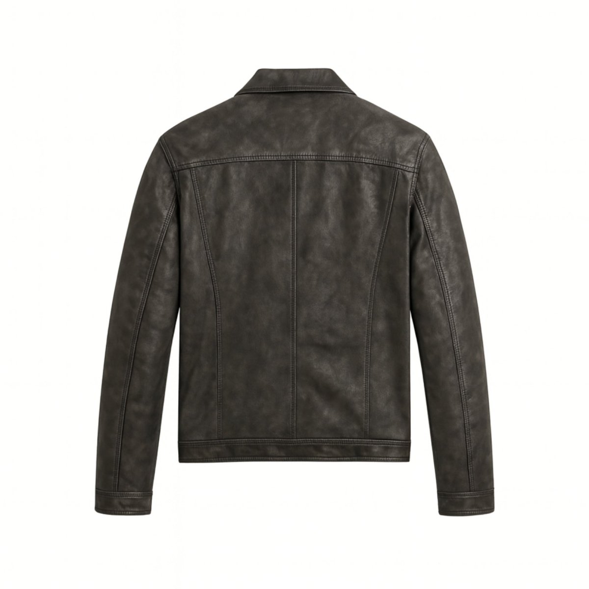 Chaqueta Trucker Hombre de Cuero Nappa Botones Cuello Camisa