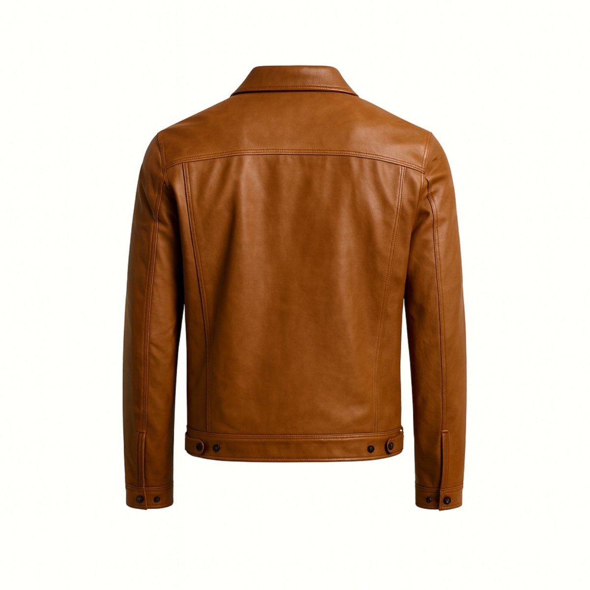 Chaqueta Trucker Hombre de Cuero Nappa Botones Cuello Camisa