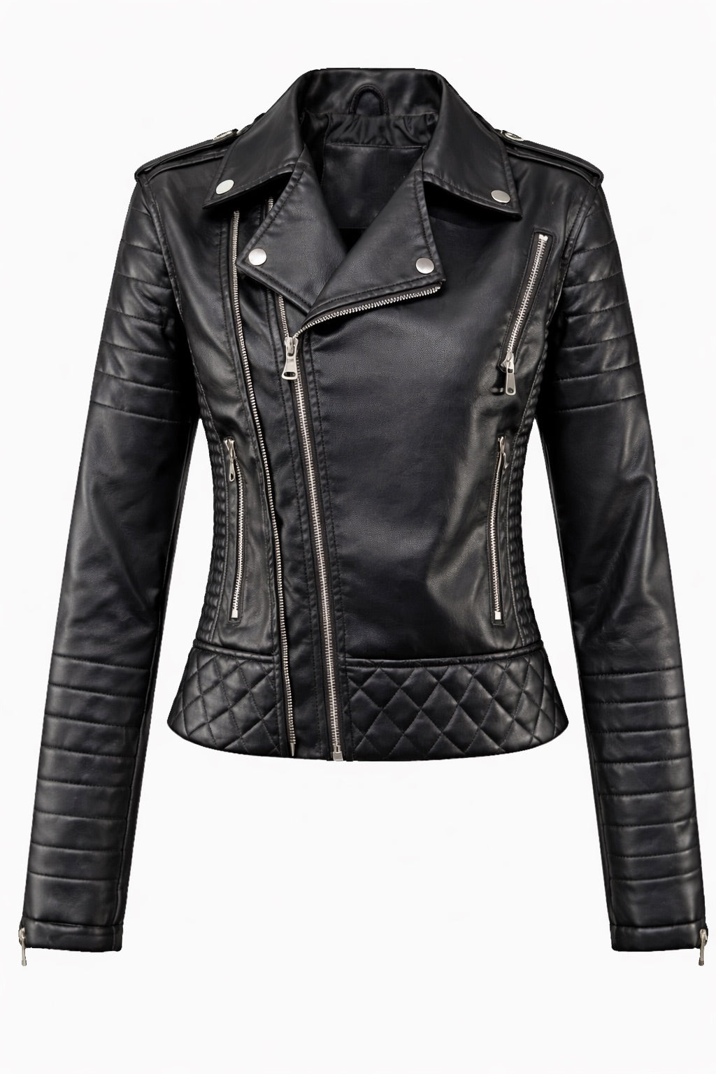 Chaqueta Moto Mujer de Cuero Ajuste Entallado - Mavetta