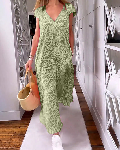 Vestido Mujer Veraniego Escote en V Estampado