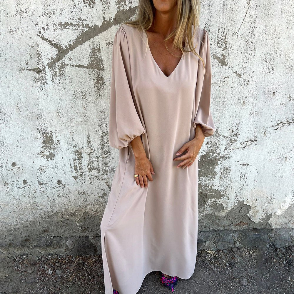 Vestido largo mujer de tejido ligero estilo bohemio con bolsillos - Mavetta