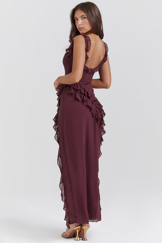 Vestido maxi mujer ligero gasa fluido verano - Mavetta