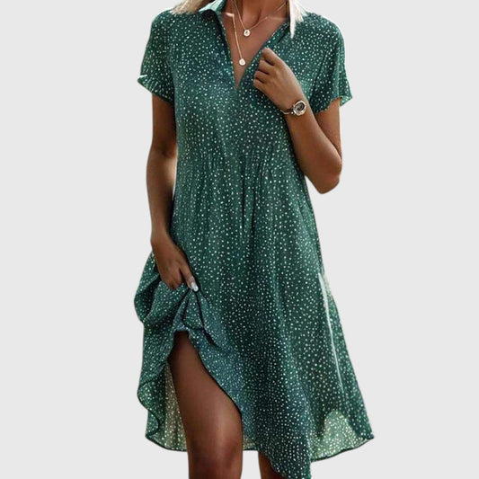 Vestido midi mujer casual cuello en V verano - Mavetta