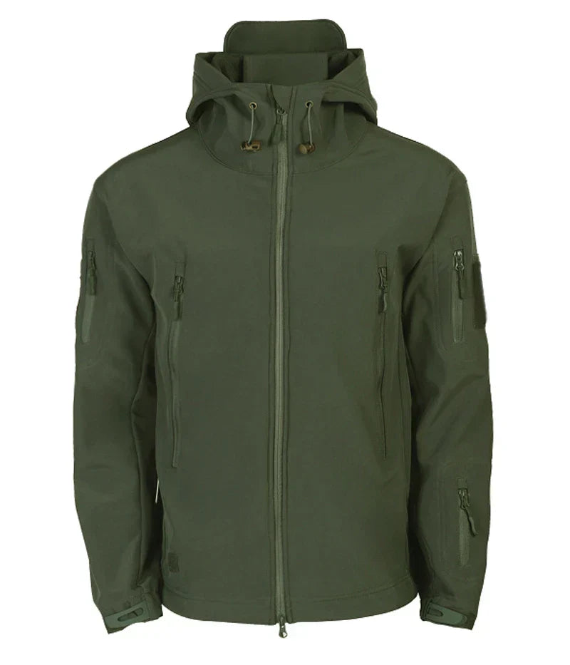 Chaqueta táctica hombre con capucha y bolsillos funcionales