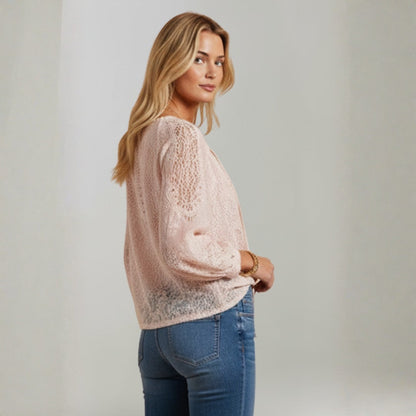 Blusa Mujer Boho Bordado Manga Larga Escote en V