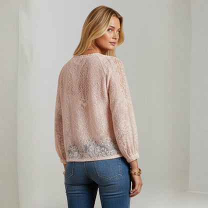 Blusa Mujer Boho Bordado Manga Larga Escote en V