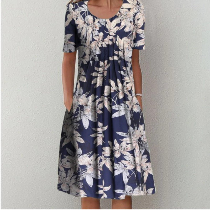 Vestido casual mujer con estampado floral y bolsillos