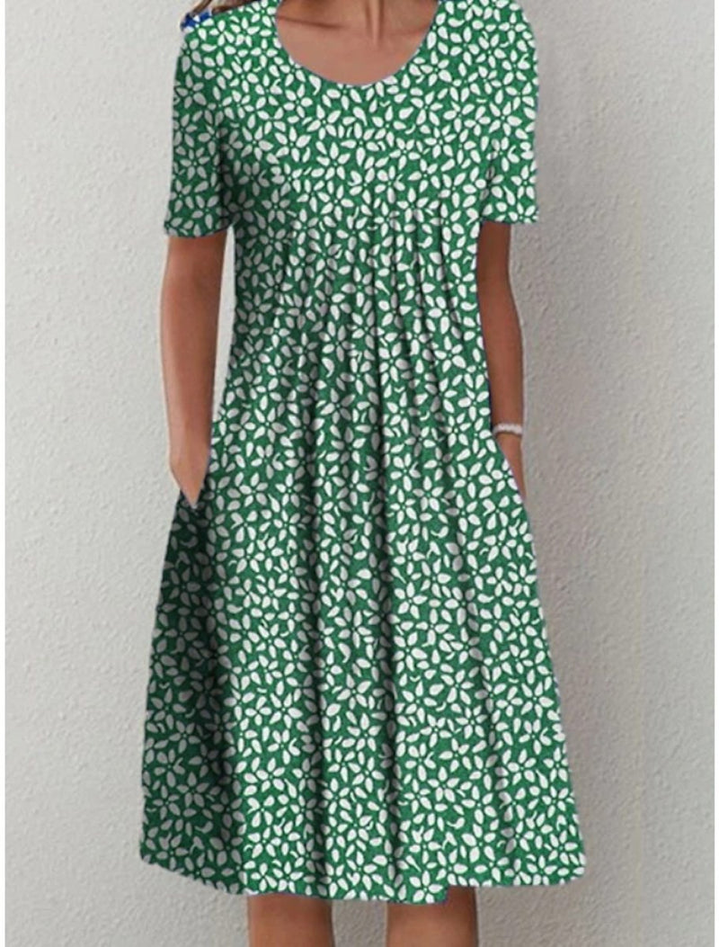Vestido casual mujer con estampado floral y bolsillos