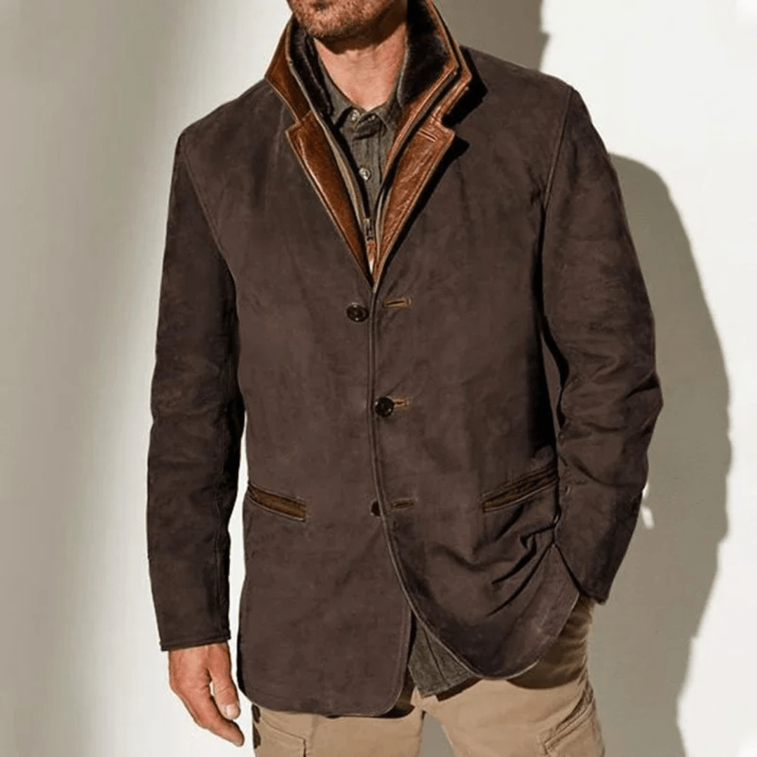 Chaqueta Hombre de Cuero Vintage Estilo Clasico Resistente