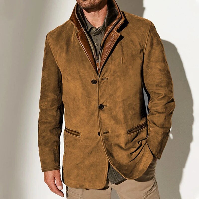 Chaqueta Hombre de Cuero Vintage Estilo Clasico Resistente