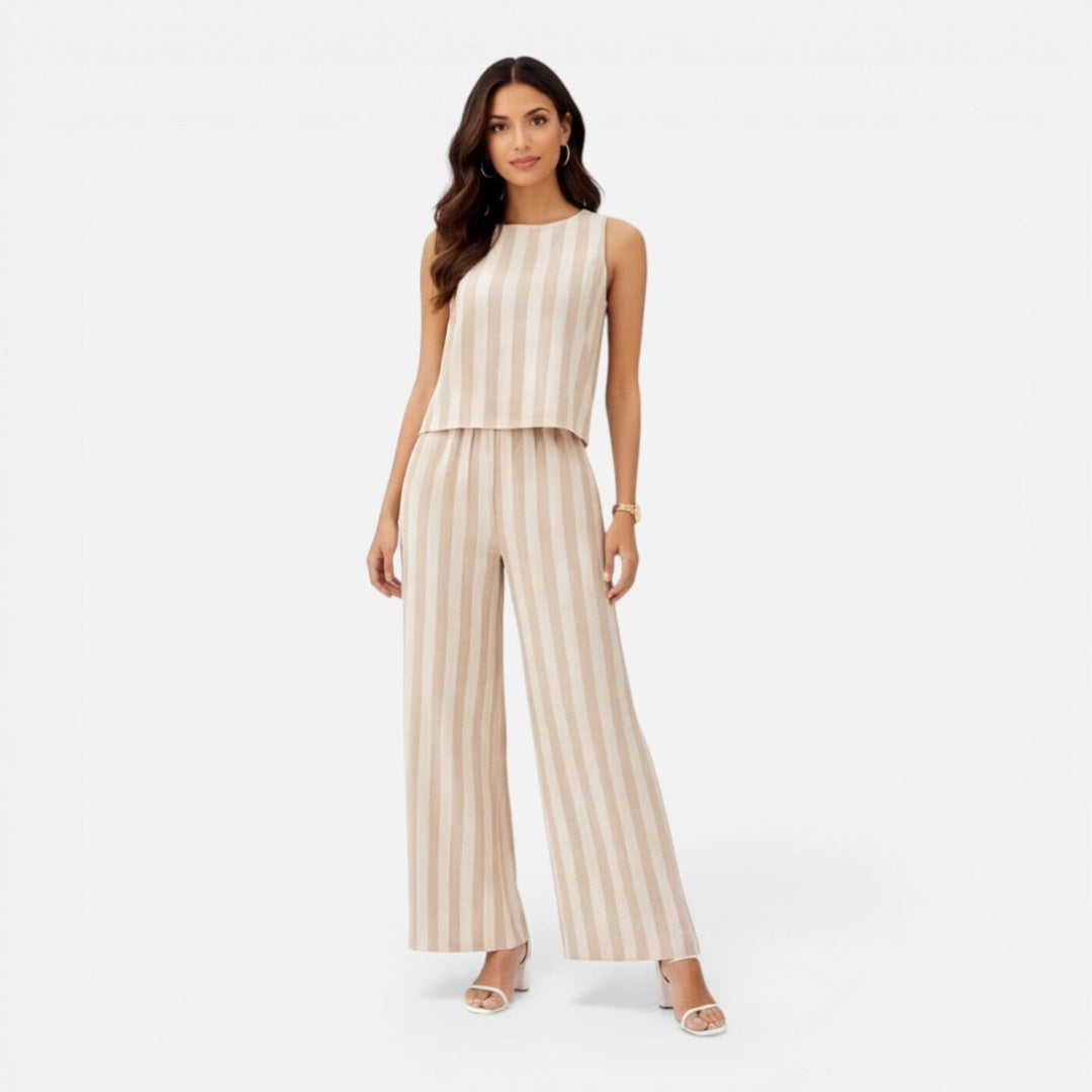 Conjunto Mujer y Pantalón Palazzo Rayas Ajuste Amplio - Mavetta