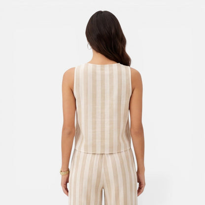 Conjunto Mujer y Pantalón Palazzo Rayas Ajuste Amplio