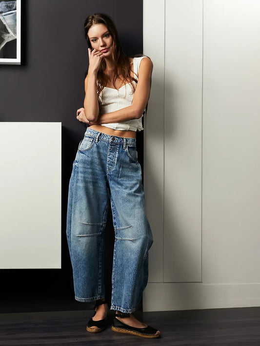 Vaqueros Mujer Cintura Alta Rotos Corte Wide Leg - Mavetta