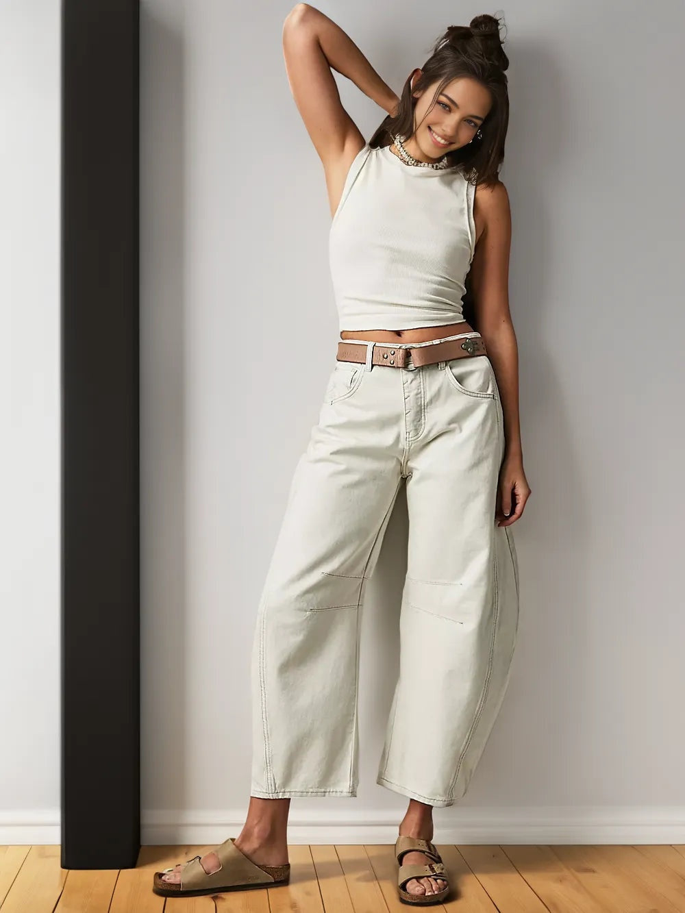 Vaqueros Mujer Cintura Alta Rotos Corte Wide Leg