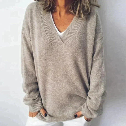 Jersey mujer de punto suave con escote en V - Mavetta