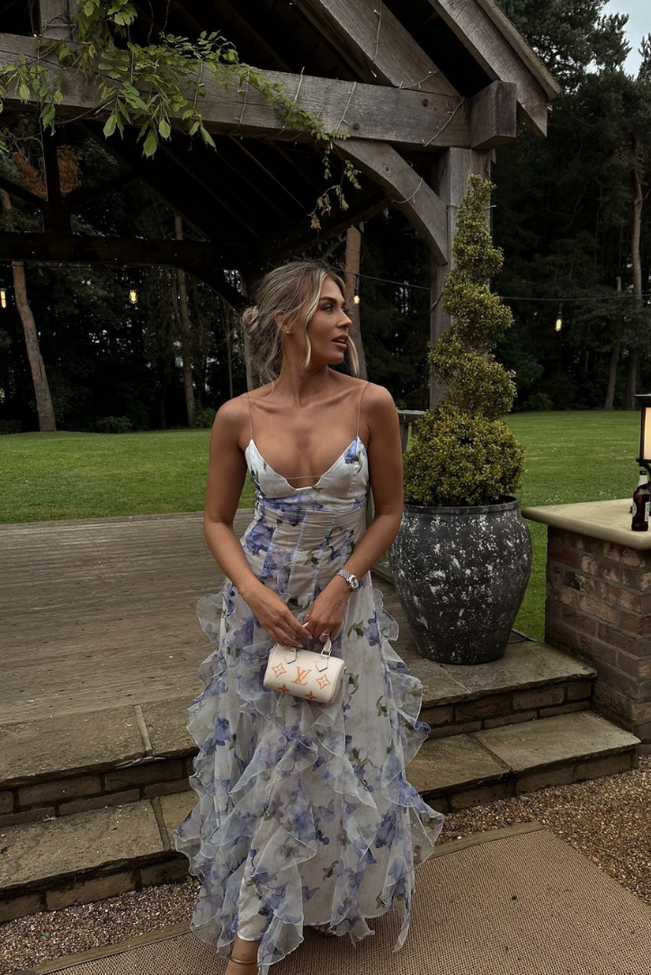 Vestido Largo Mujer de Volantes y Tirantes Estampado Floral