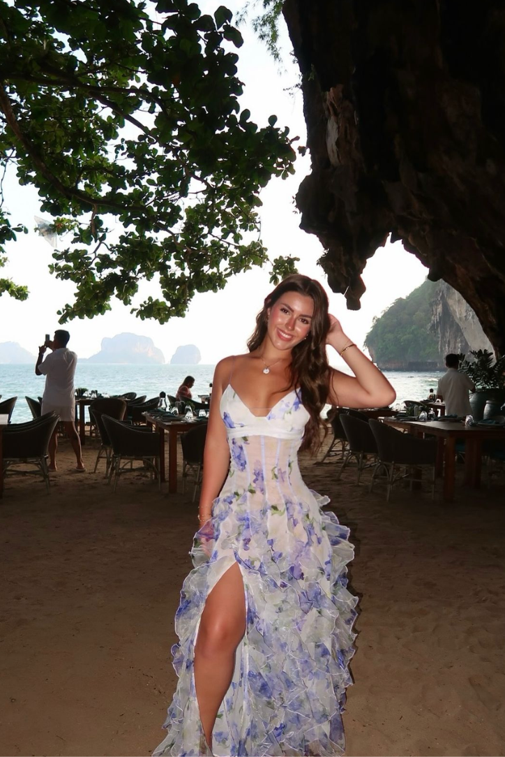 Vestido Largo Mujer de Volantes y Tirantes Estampado Floral