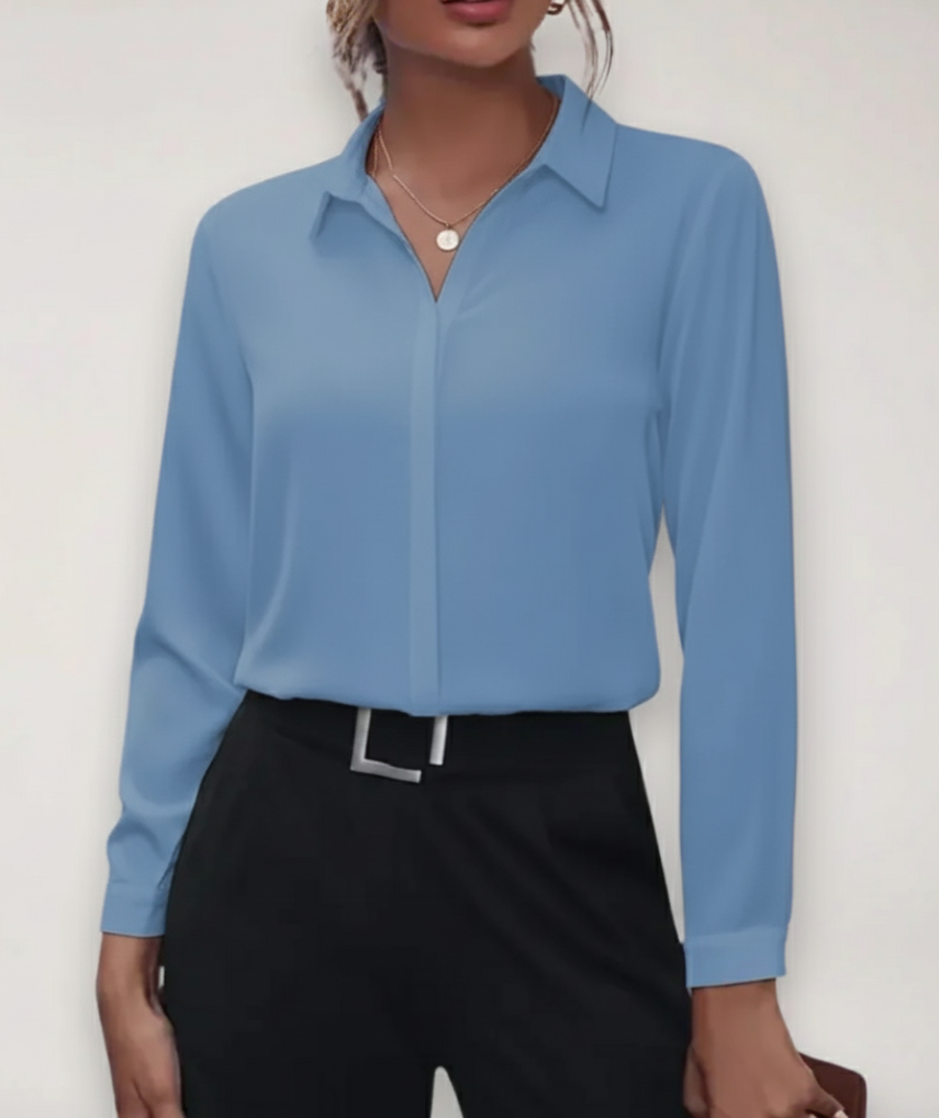 Blusa Mujer de Algodón Cuello Camisero Clásica