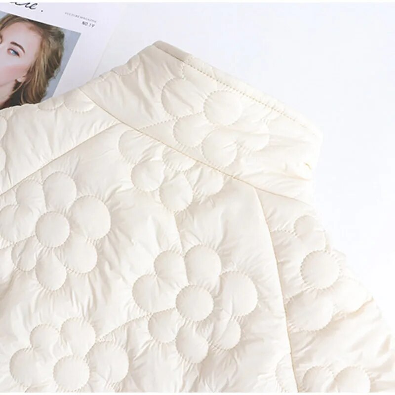 Abrigo Mujer Invierno Tela Estampada Flores Prensadas