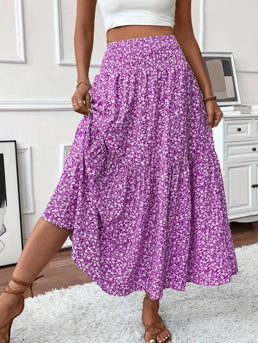 Falda larga mujer con estampado floral vuelo ligero