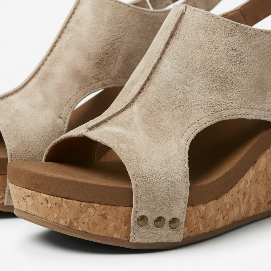 Sandalias Cuña Mujer Plataforma Corcho Tira Trasera