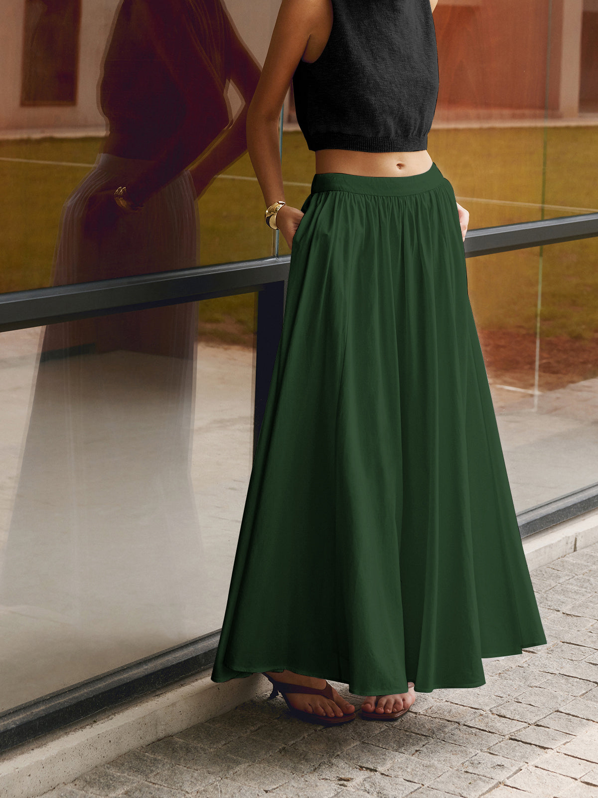 Conjunto Mujer Falda Maxi Plisada y Estilo Bohemio