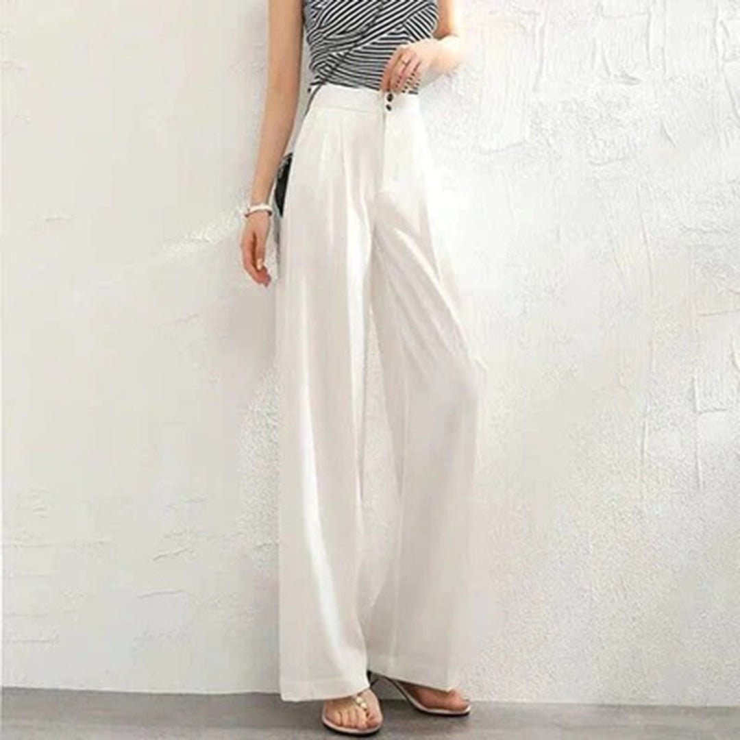 Pantalones Anchos Mujer de Lino Talle Alto Transpirables - Mavetta