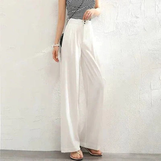 Pantalones Anchos Mujer de Lino Talle Alto Transpirables - Mavetta