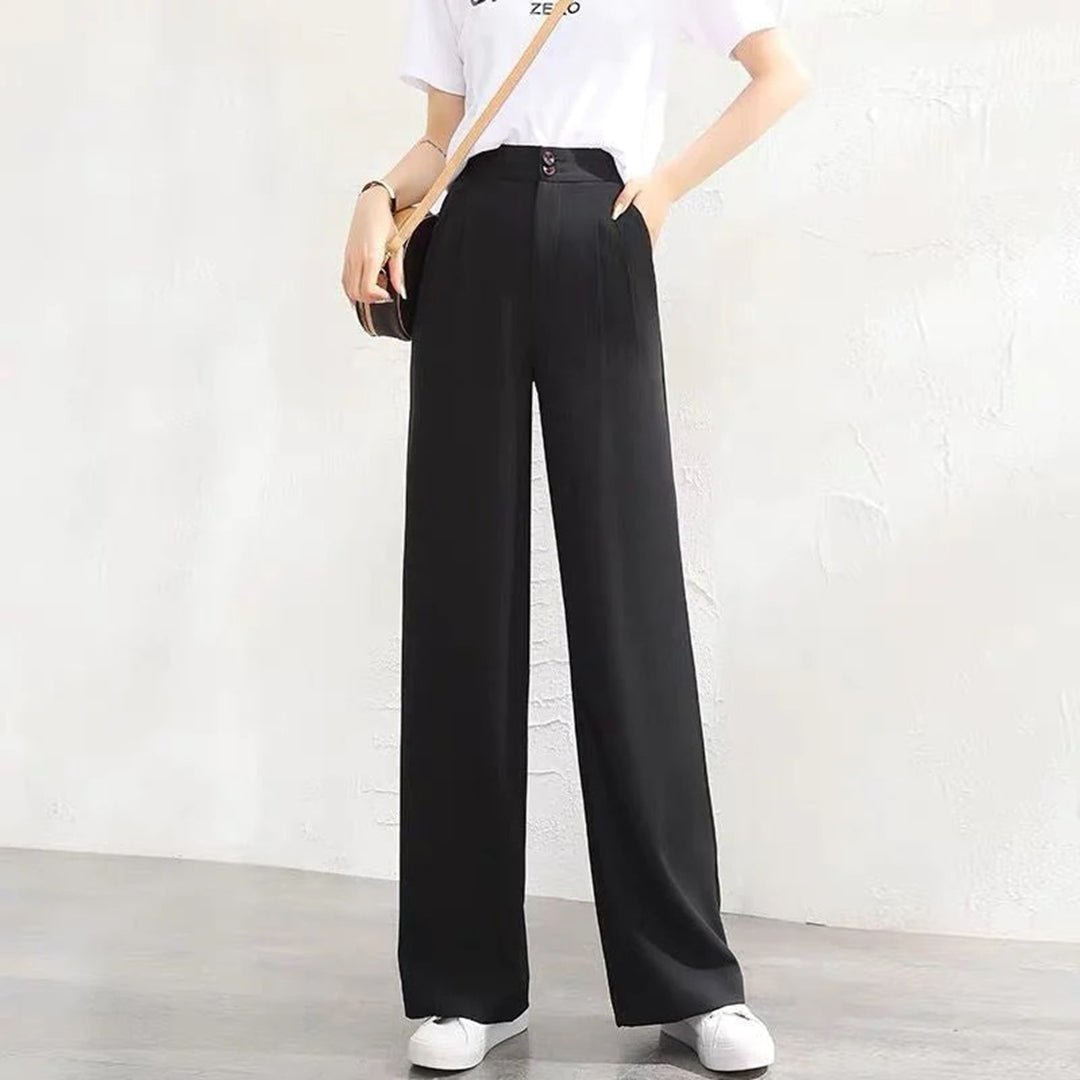 Pantalones Anchos Mujer de Lino Talle Alto Transpirables