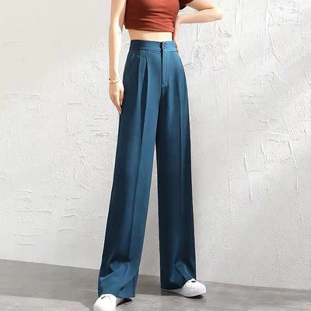 Pantalones Anchos Mujer de Lino Talle Alto Transpirables