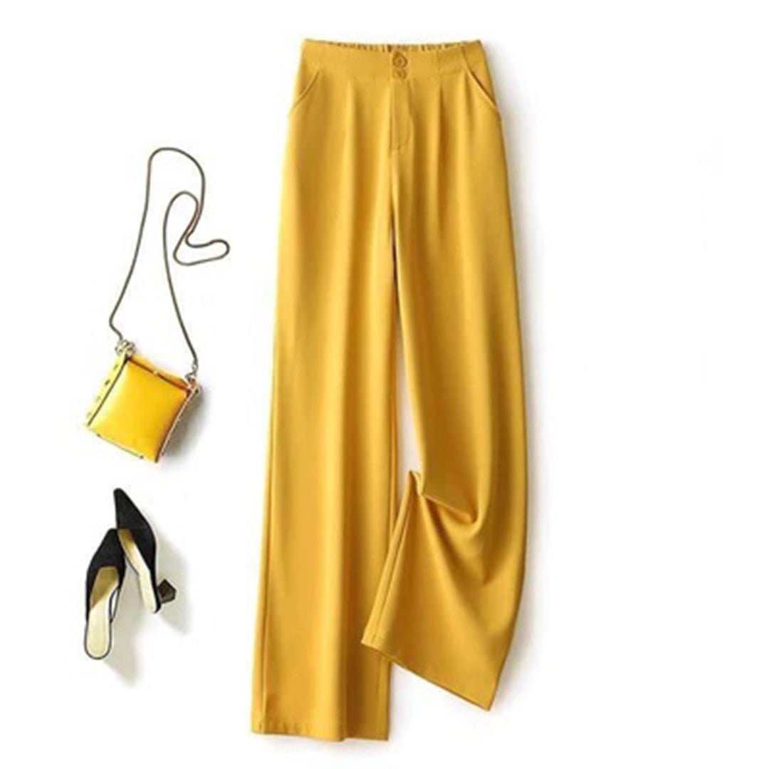 Pantalones Anchos Mujer de Lino Talle Alto Transpirables